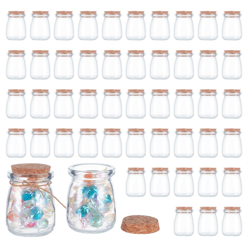 50 frascos de vidrio de piezas con tapas de corcho 3.38 oz