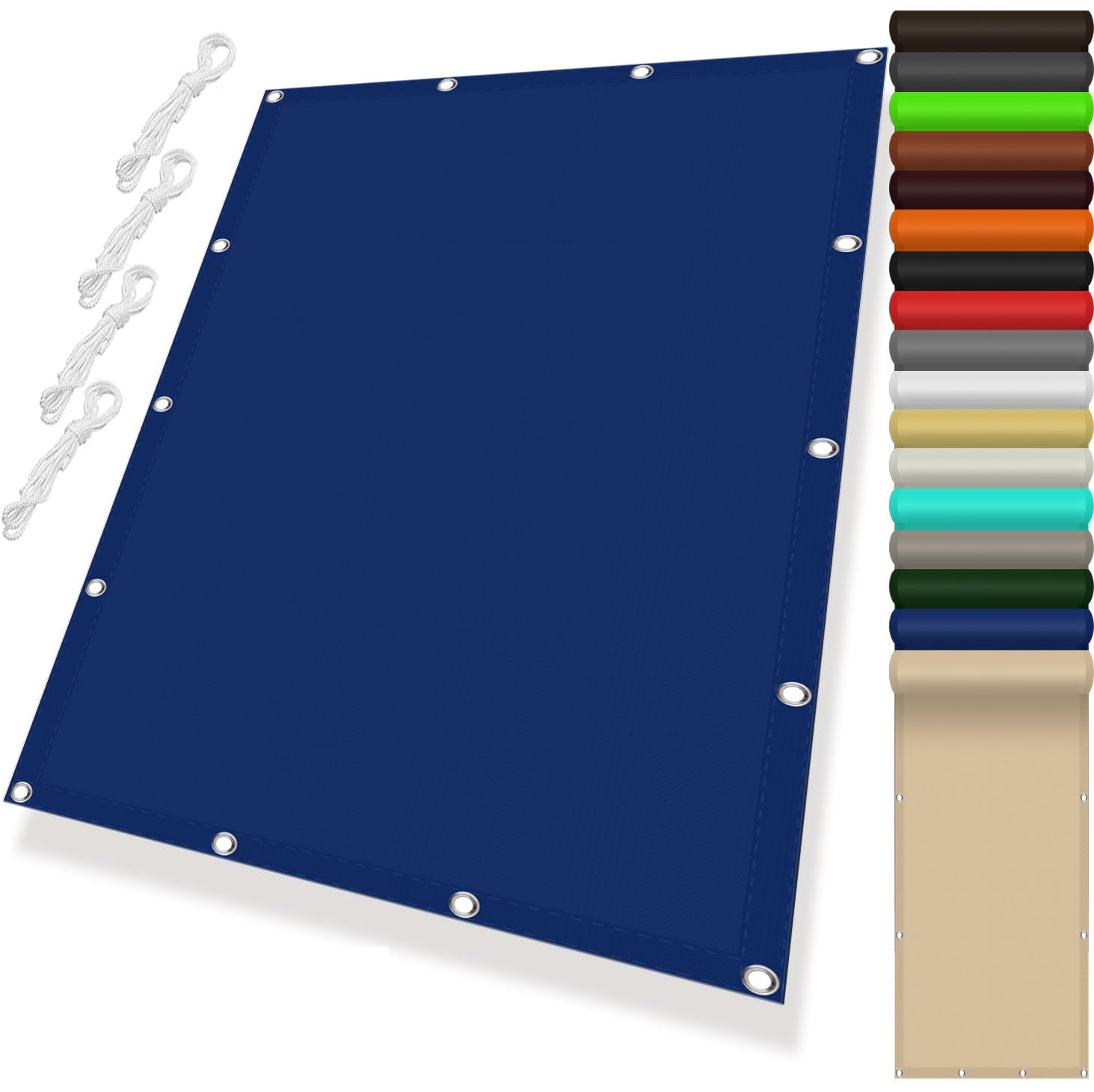 Voile solaire imperméable de jardin bleu marine 3,2 x 5,2 m pour repas en terrasse