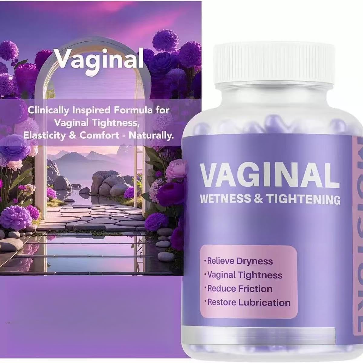 Hydratant vaginal, probiotiques vaginaux féminins humidité et resserrement du bien-être vaginal pour améliorer le tonus musculaire vaginal et la sécheresse vaginale - végétalien
