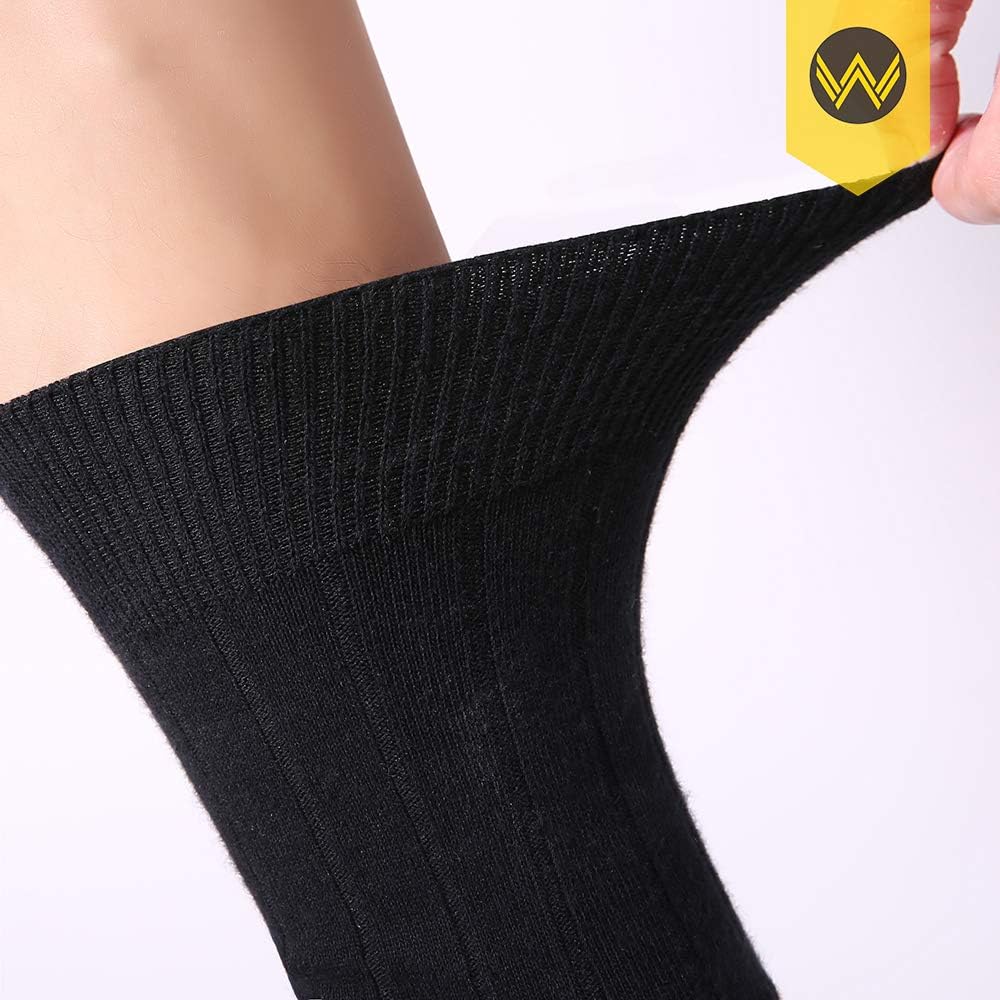 WANDER Mens Dress Socks Double Needle Rib Cotton Solid Premium Socks Lightweight Classic Business Socks 6/8 Pairs 7-12/13-15 - Image 4