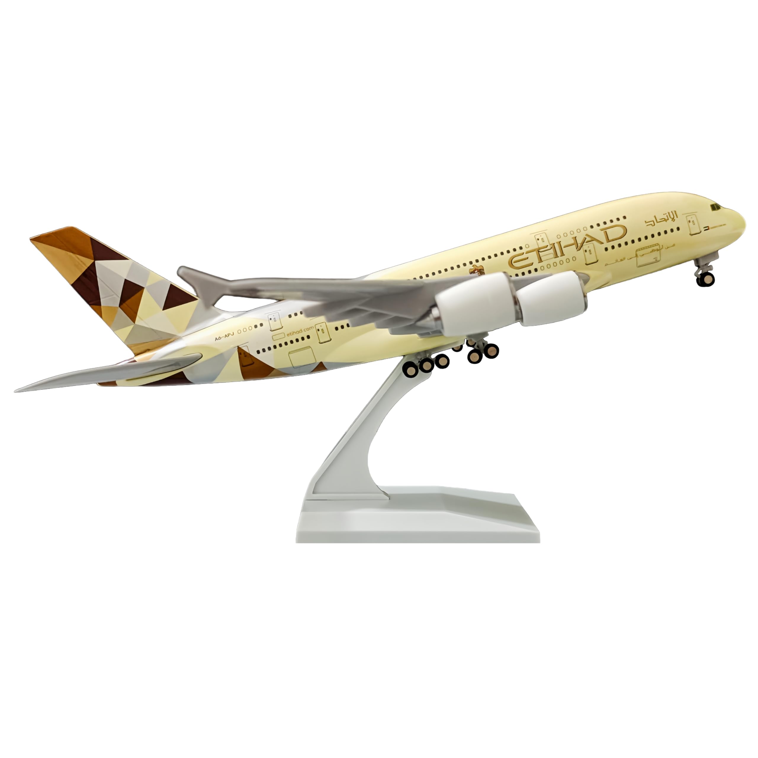 Kraledge 30CM Model Airplane Model Diecast Airplanes Etihad A380 Display Airplane for Office/Home Decor