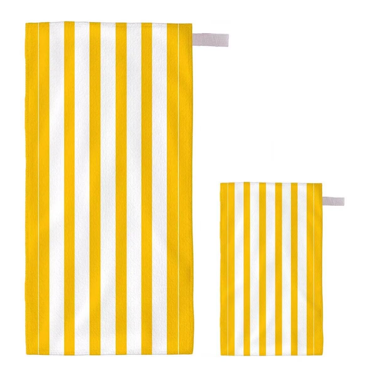 Toalla Playa XXL 220x100cm/35x70cm, Juego de 2 Toalla de Playa Grande Raya, Microfibra, Secado Rápido y Antiarena, Absorbente, Suave, Toallas de Baño Microfibra con Bolsa para Gym Gimnasio Yoga E-53