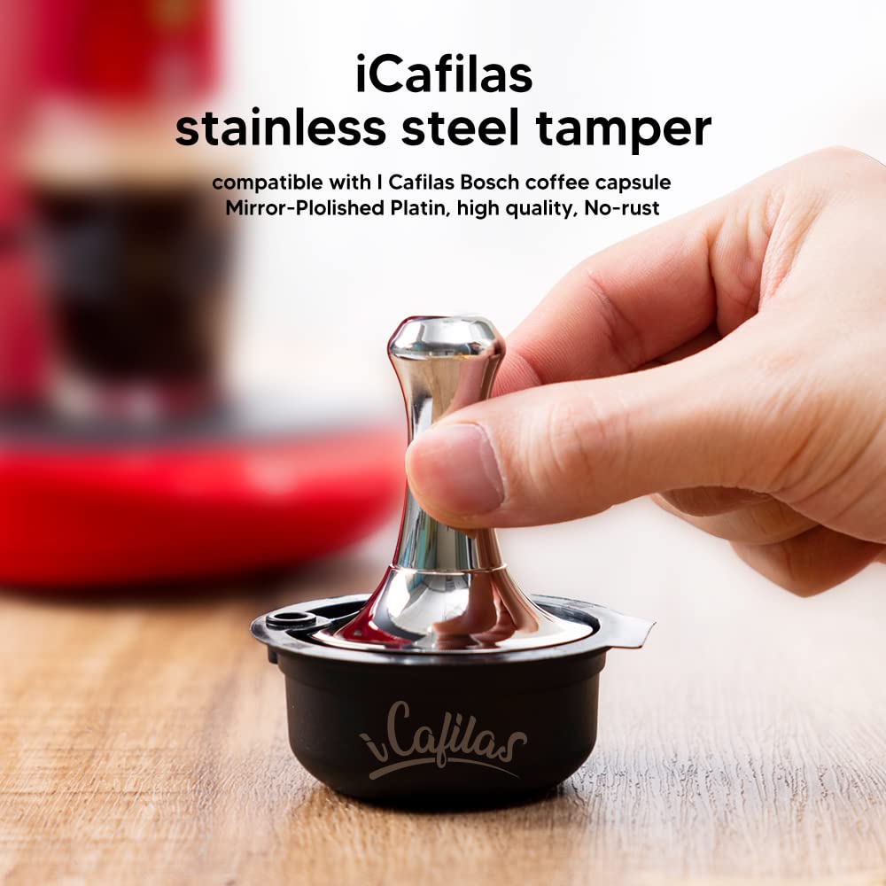 I Cafilas Capsule di caffè ricaricabili per Tassimo Bosch – Capsula di ricarica riutilizzabile e filtro del caffè + Tamper (capsula da 60 ml + tamper)