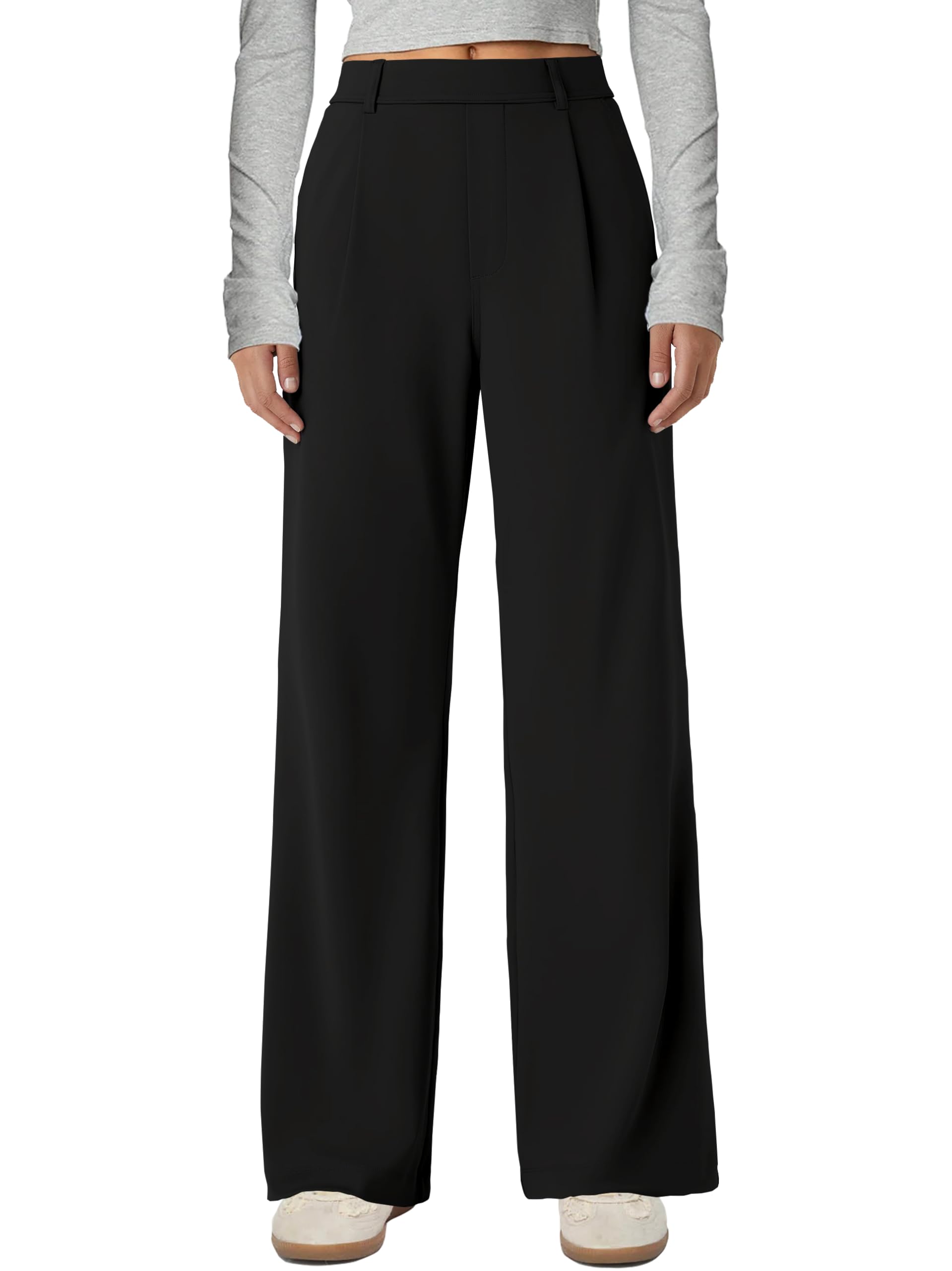 Gracyoga Wide Leg Pants for Women Stretchy Pull On Work Pants High Waisted Business Casual Trousers Slacks with