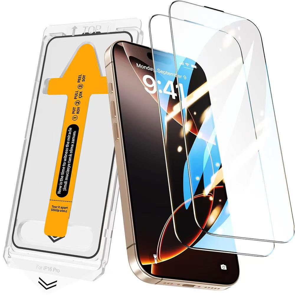 Zore Apple ile uyumlu iPhone 17 3D Oliv HD Temperli Cam Ekran Koruyucu + Kolay Uygulama Aparatı Şeffaf