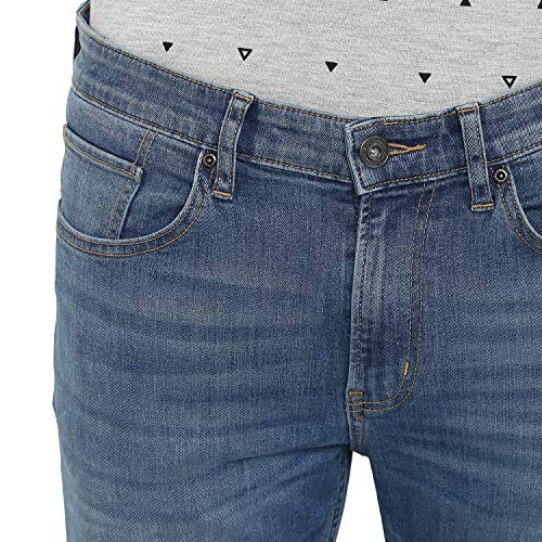 Image of Red Tape Men's Medium Blue Solid Cotton Lycra Jeans