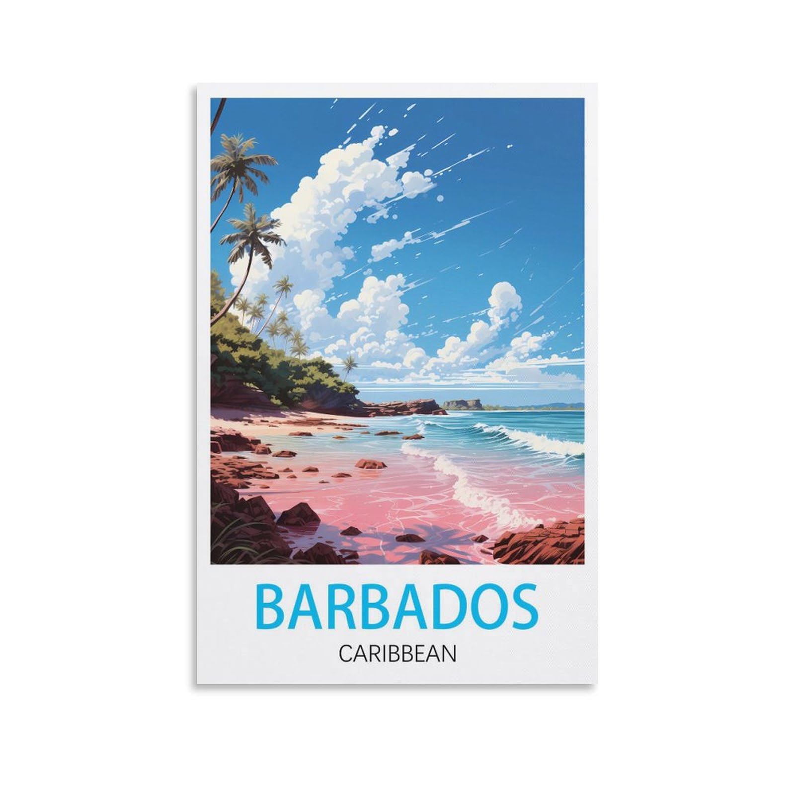 Lolwnni Unframe-Style Barbados Caribbean Vintage Travel Posters 20X30inch(50X75cm) Canvas Wall Art Print Picture Paintings For Living Room Bedroom Decor