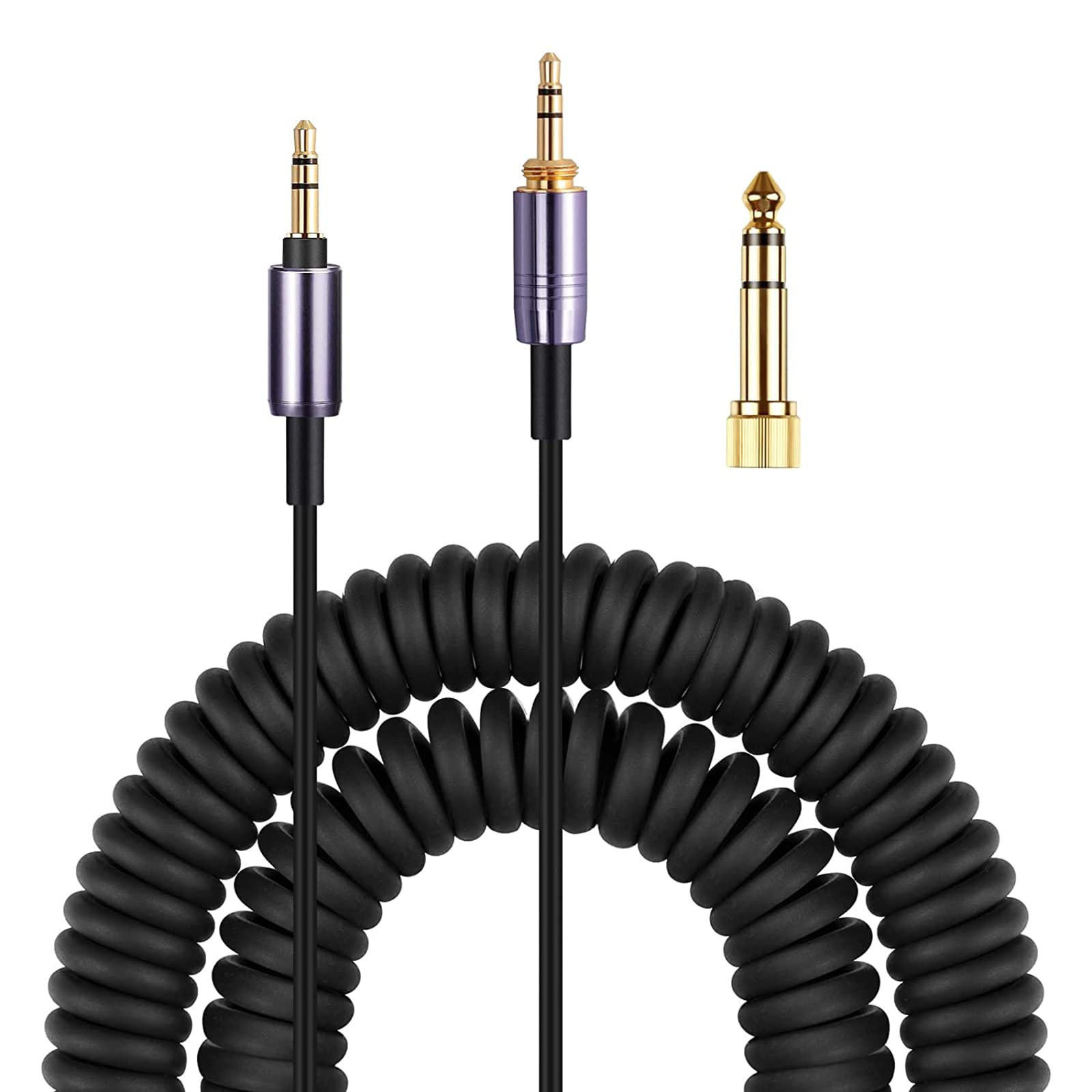 Cable en espiral de resorte de 3,5 mm con cable adaptador de 6,35 mm para auriculares WH-1000XM3 XM2 XM4 / H900N H800