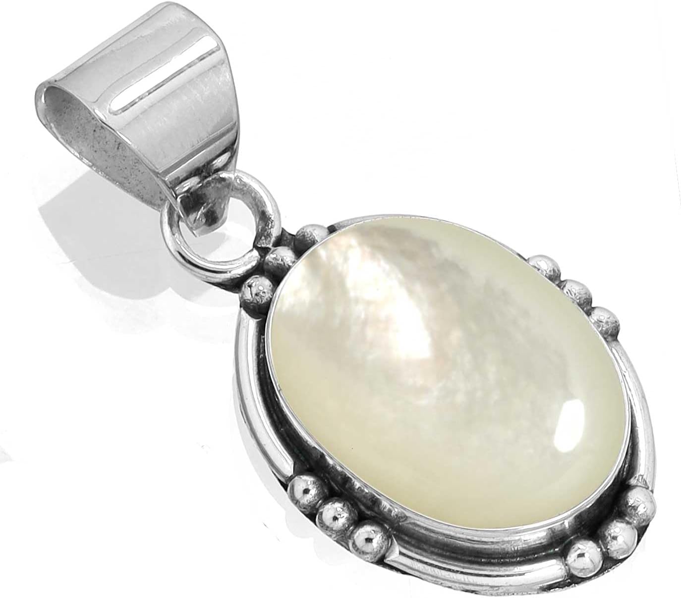 JEWELOPORIUM 925 Sterling Silver Plated Handmade Jewelry Oval Rose Quartz, Labradorite, Crystal, Garnet Chunky Natural Gemstone Boho Pendant Necklace For Women