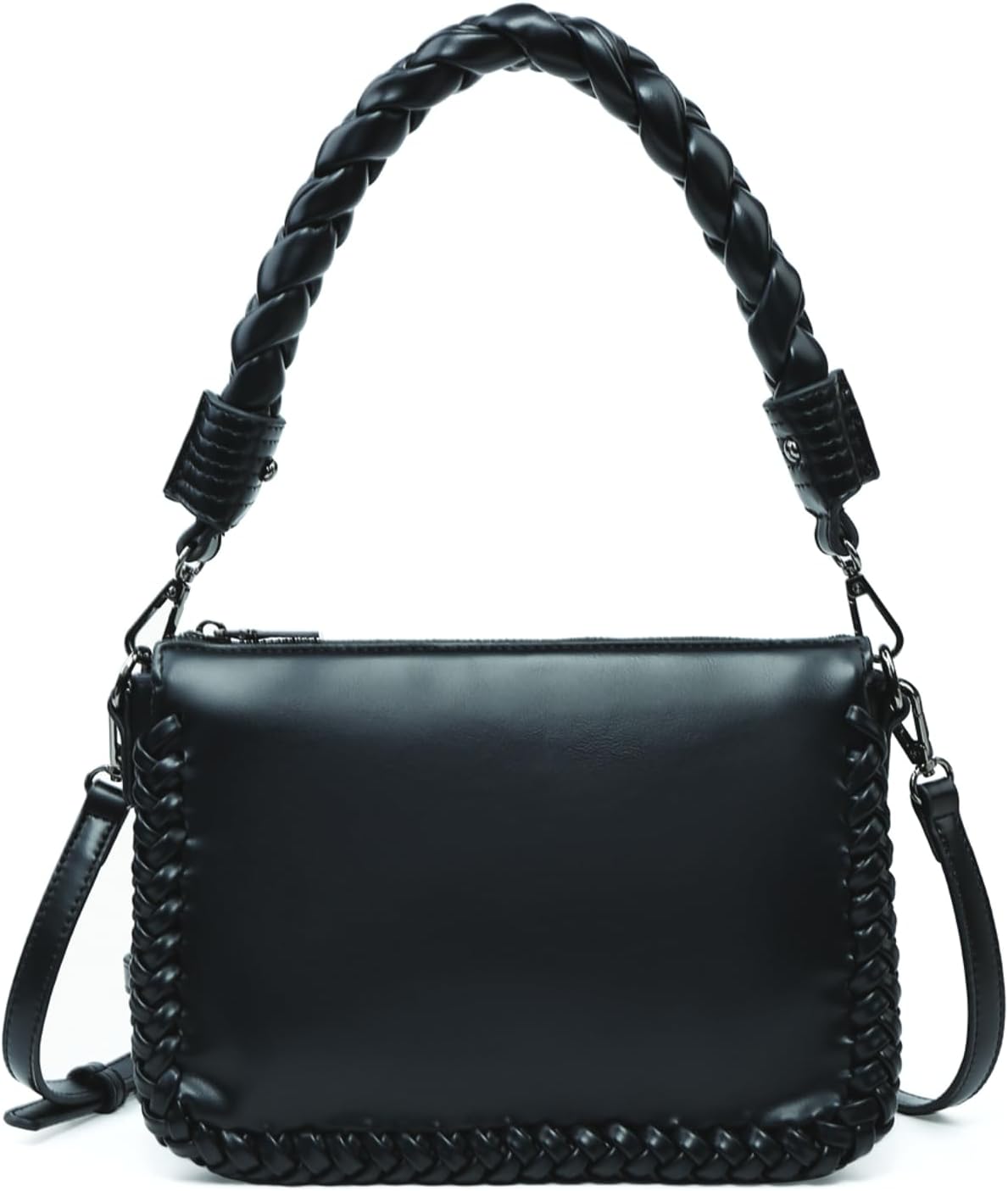 Judith Whipstitch Shoulder Bag for Women Vegan Leather Crossbody Purse Ladies Hobo Handbag with 2 Straps