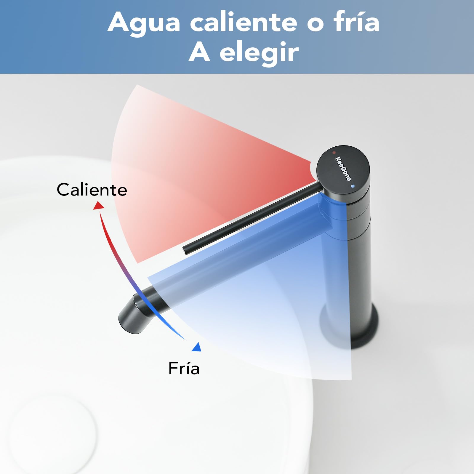 Grifo de Lavabo Elevado, Grifo de Baño 222 MM, con Aireador Extraíble y Cartucho Cerámico, Giro de 360°, Mezclador de un Solo Mango para el Lavabo del Baño, para Lavabos Elevados de Baño, Negro