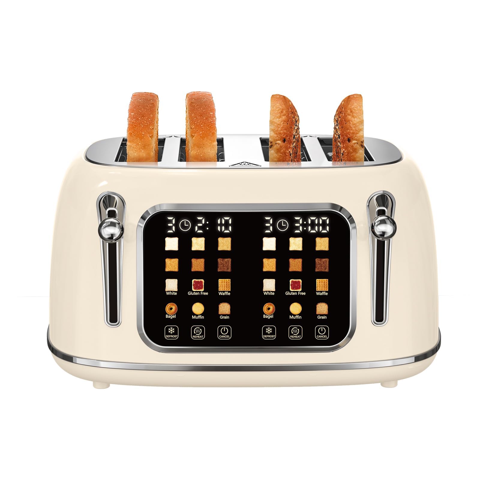 Mecity Cream Retro 4 Slice Toaster