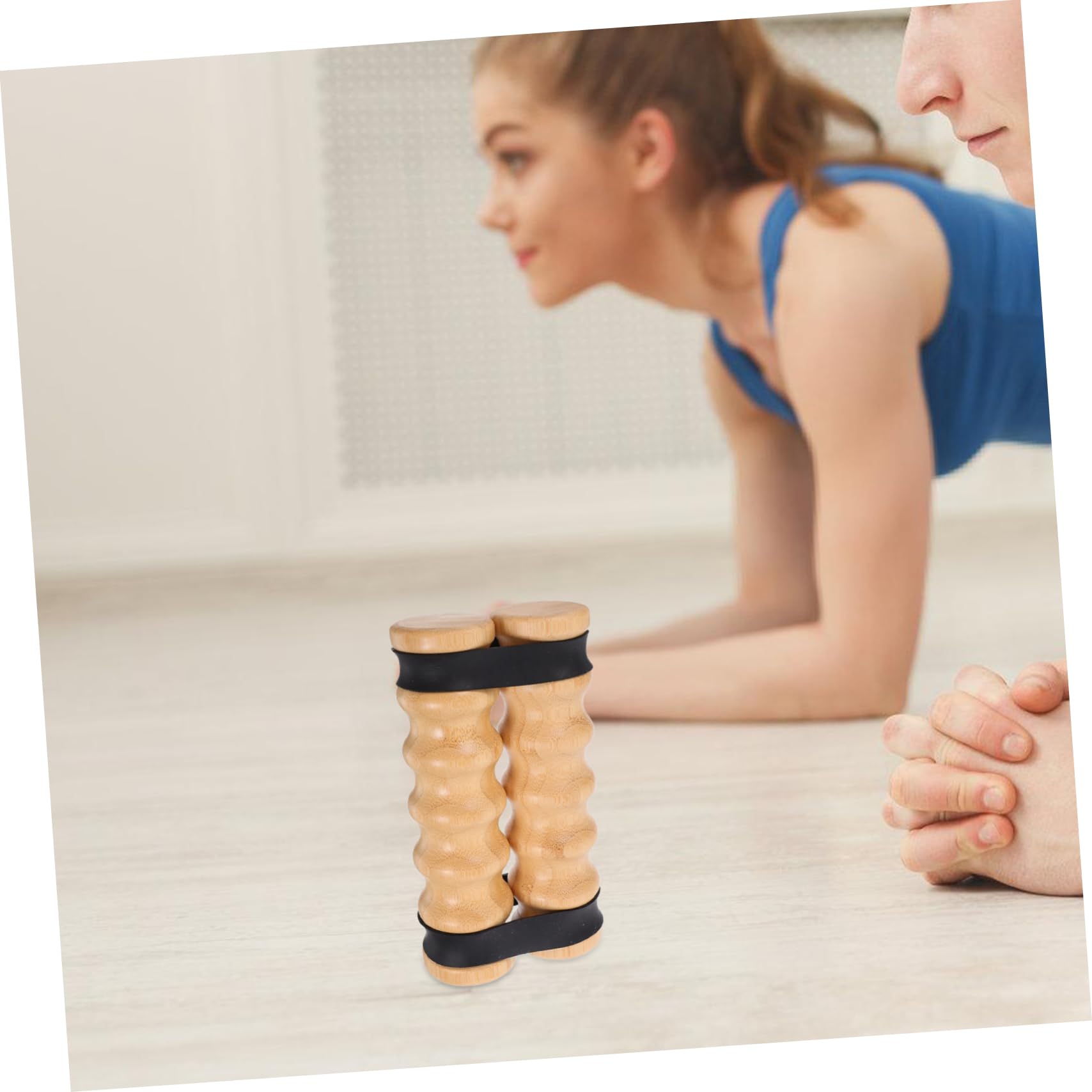 Bandas de Ejercicio con Asas de Madera, Resistencia Ajustable y Agarre Antideslizante, 2 Piezas para Casa y Yoga, Aptas Niveles