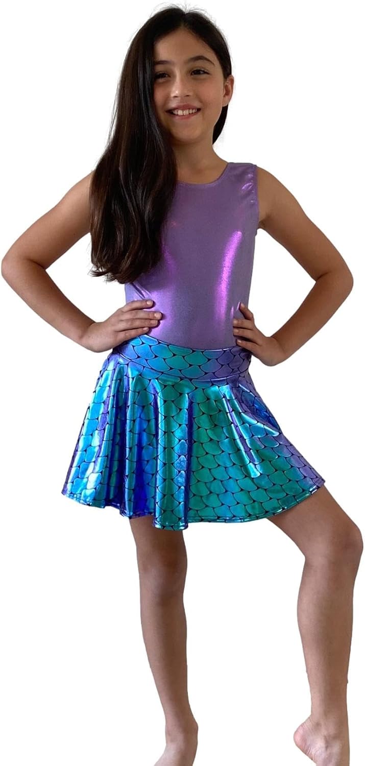 ホログラフィック マーメイド チャイルド コスチューム スケーター スカート - アメリカ製 ホログラフィック スパークル スケール
