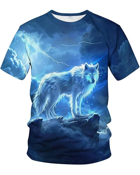 Novelty Men's Wolf T-Shirt Funny Animal Graphic Tee Shirt