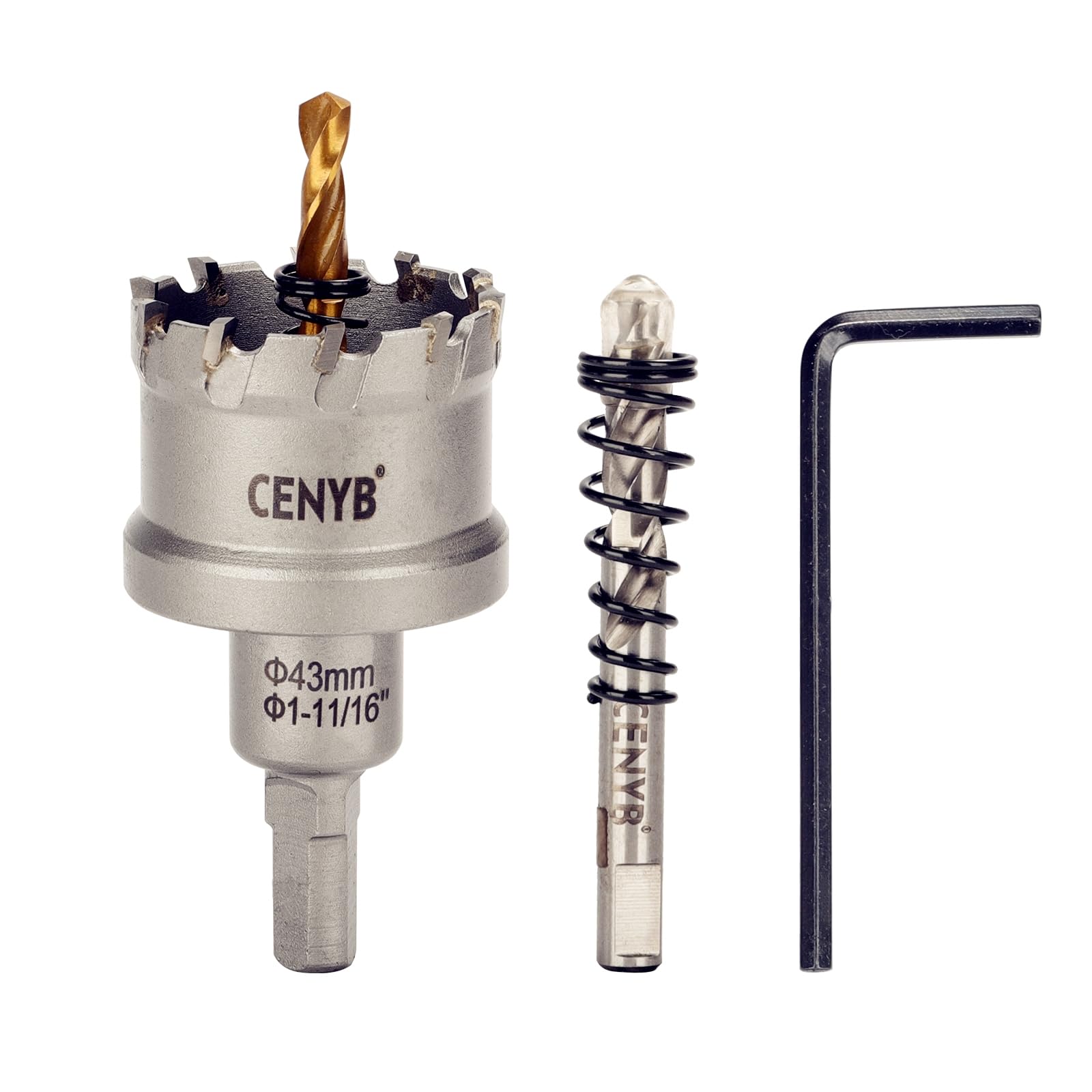 2-1/8" (54mm) Tungsten Carbide Tipped Hole Saw with 2Pcs Titanium-Plated Pilot Drill Bits for Metal, Steel, Iron, Wood, Plastic — view 32