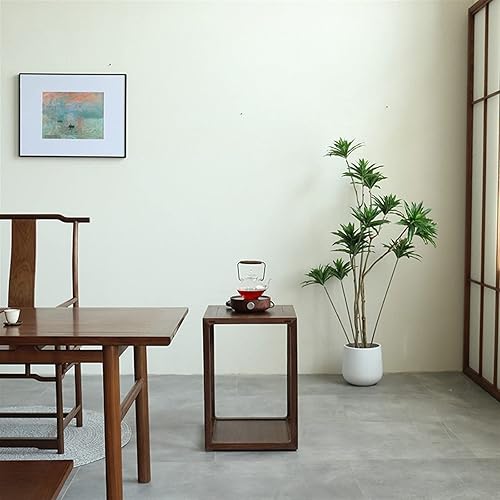 Miniatura 6 de ARZARF Mesa auxiliar cuadrada para decoración del hogar mesa de esquina de madera sala de estar sofá de doble capa pequeña mesa de centro para