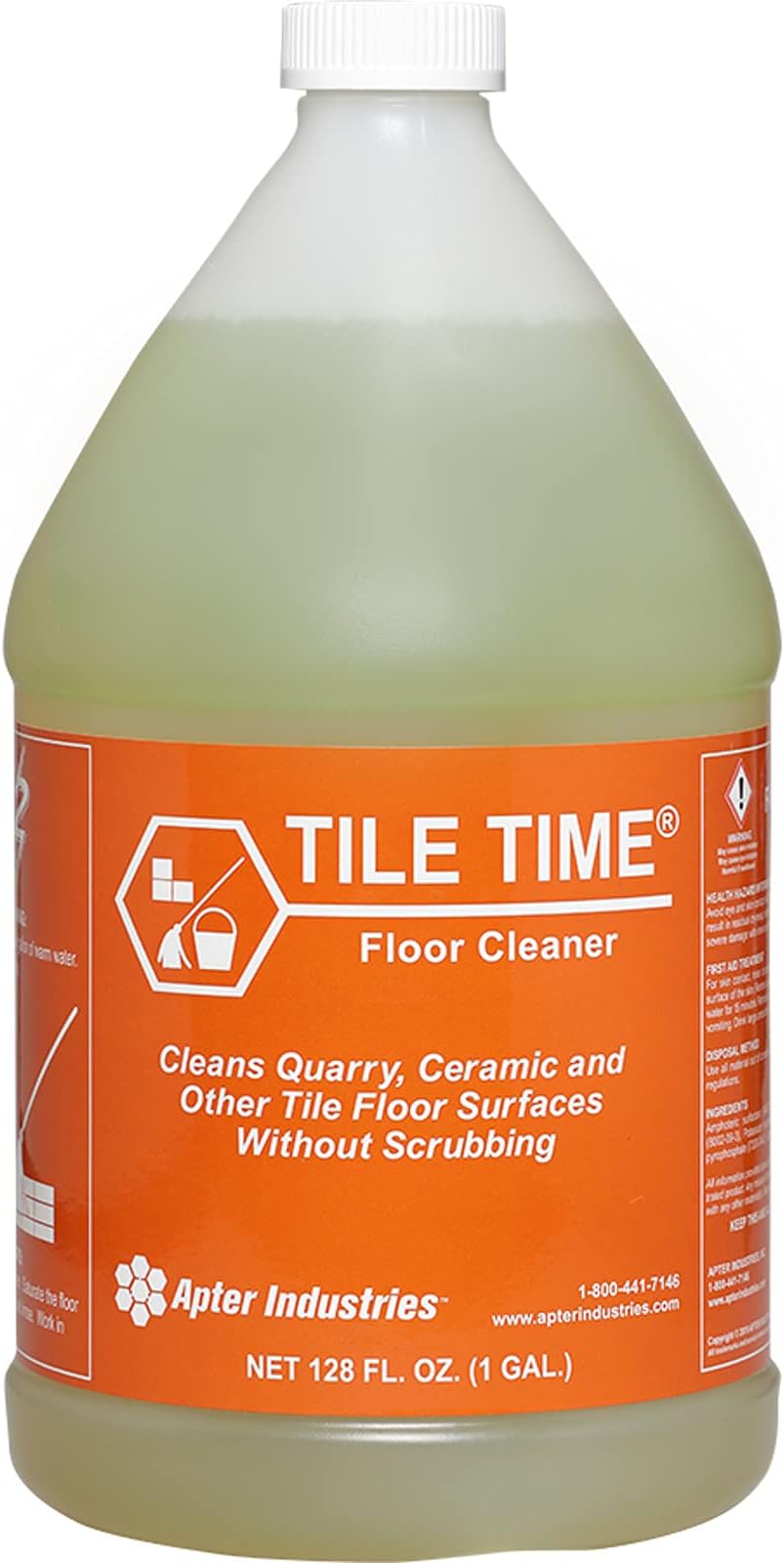 Tile Time Floor Cleaner, for Quarry, Ceramic, and All Other Flooring, Removes Oil, Grease, and Road Salt, No Scrubbing, 2oz. (1 Gallon)