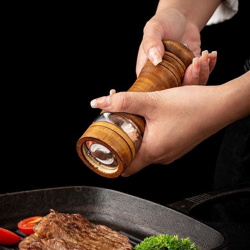 Młynek do pieprzu dębowego, ręczna butelka na przyprawy, wysokiej jakości, czarny młynek do pieprzu, do domu, kuchni, restauracji i spotkań na świeżym powietrzu