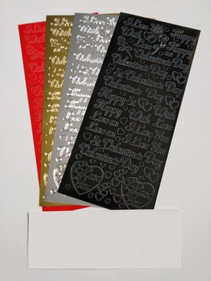 TRTO 1Pcs Gold Color Choose Loving Words or Happy Valentine's Day Peel Off Stickers Card Making Craft Easy to Use and Stick