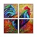 Trademark Fine Art Mr T Rooster by Marion Rose, Four Panel Set, Multi-Color