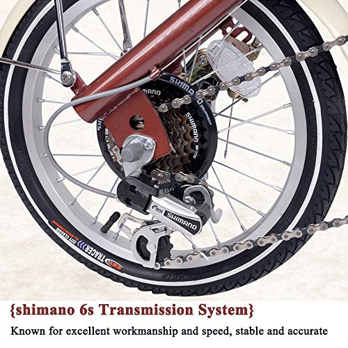 HSJCZMD 24 Zoll Adult Variable Speed Fahrrad, Damen City Bike Geeignet für Körpergröße 140-185, High Carbon Stahl Fahrrad, Shimano 6-Gang-Fahrrad für Kinder,Pearl White – Bild 3