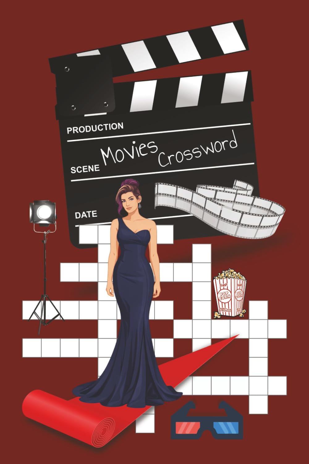 Movies Crossword: Crossword Puzzles with Easy to Read Print about Movies, Cinema, Production and more | 6x9 inches, 120 pages | 50+ Puzzles