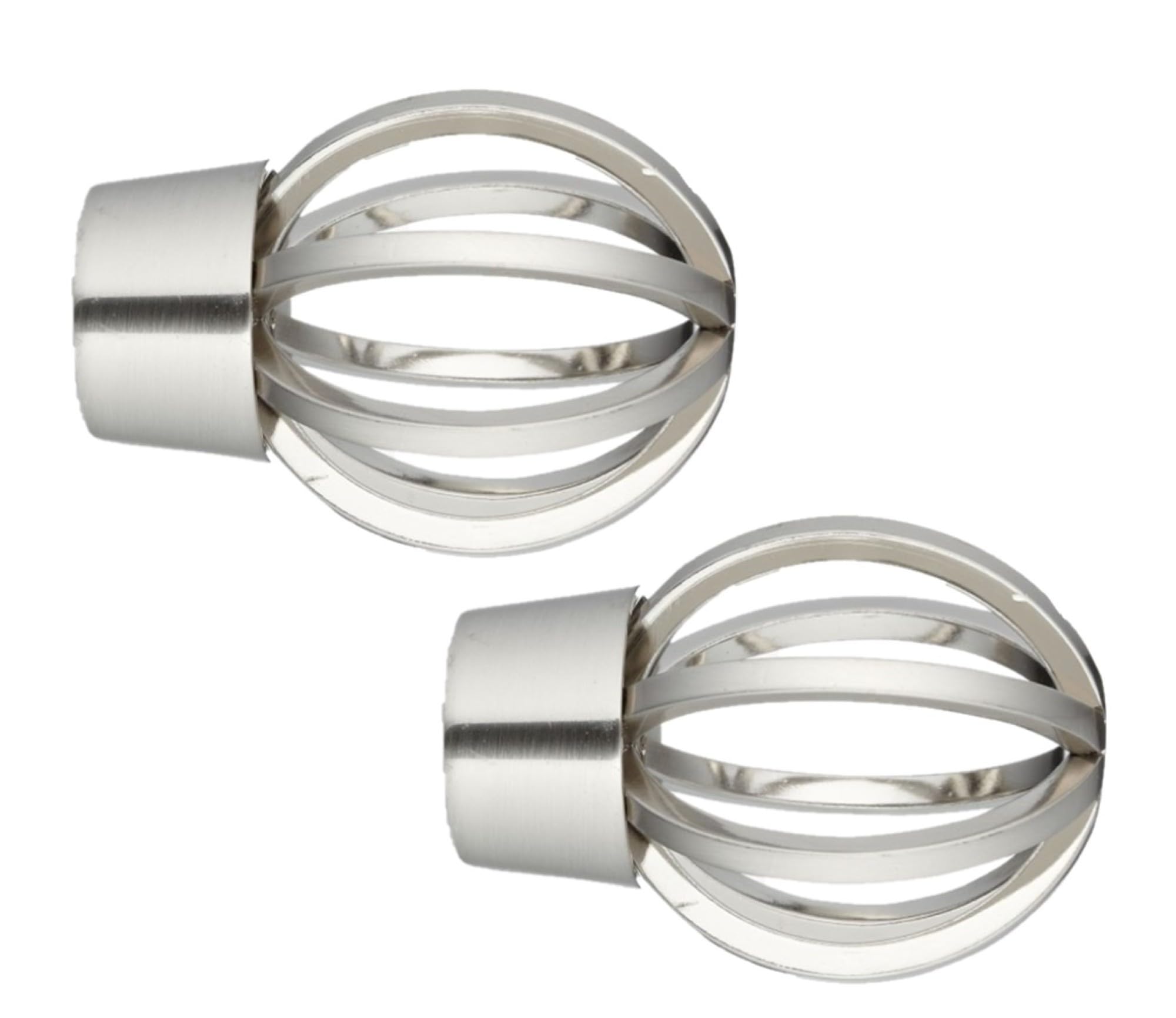 ABC Decor Cage Finial, 28mm Curtain Pole Finials, Pack Contains 2 Cage design, Satin Steel
