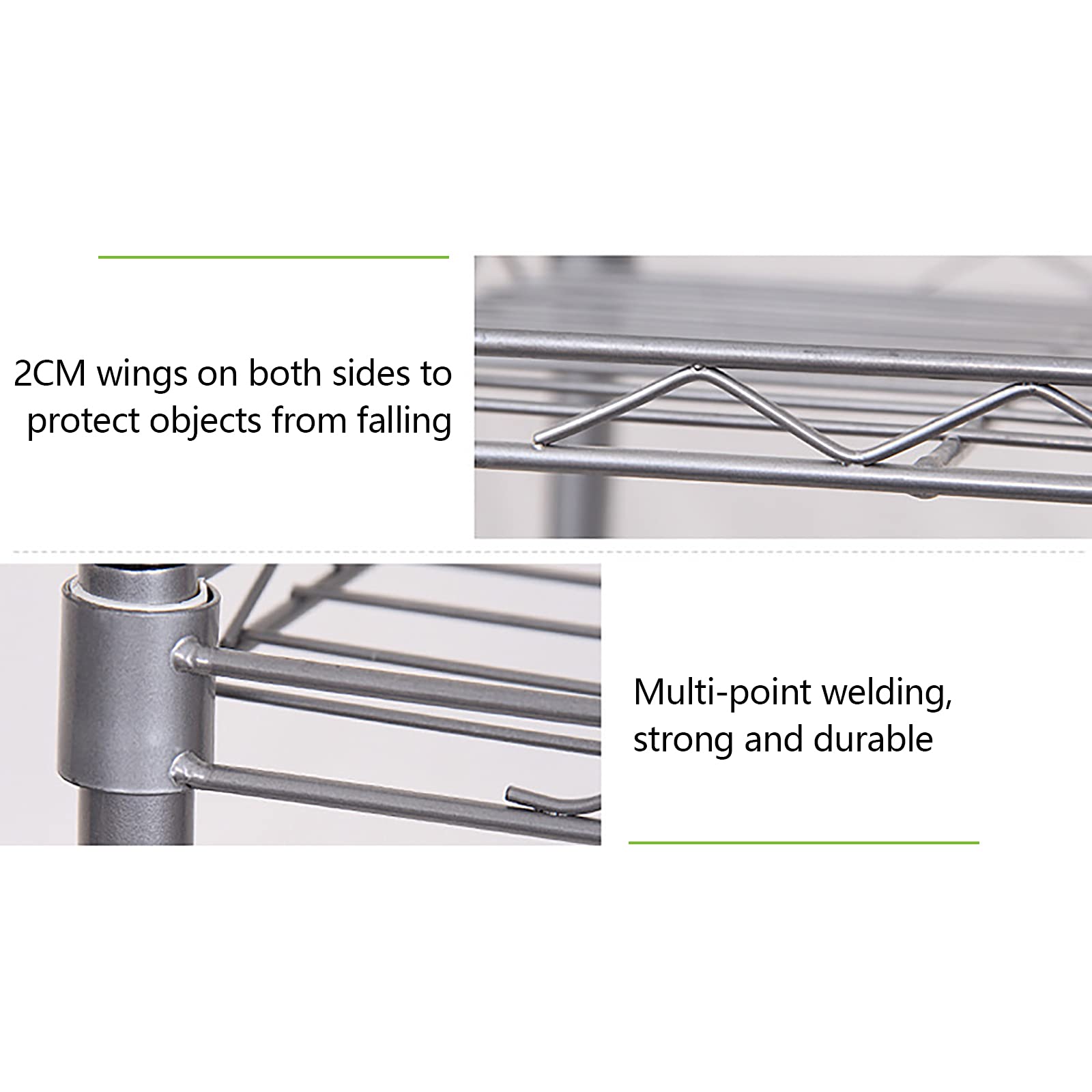 Tavolo da cucina in acciaio inox, 56 x 35 x 80 cm, tavolo da cucina in acciaio inox, per carichi pesanti, 3 ripiani, per dispense, ristoranti, cucine, grandi cucine