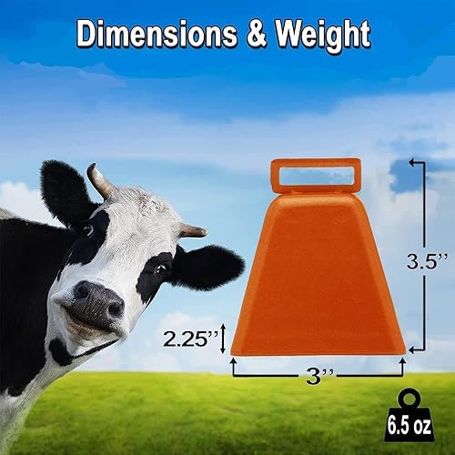 Miniatura 2 de Bevin Bells Campana de vaca de larga distancia 10LD (negro)  Hecho de acero  Hacer ruido fuerte  Con correa negra alrededor del mango  Fabricado en