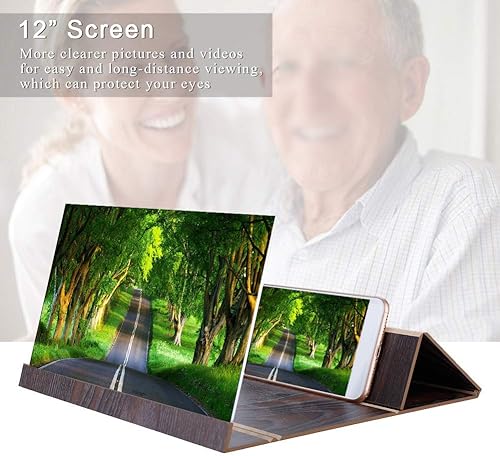 Miniatura 3 de flexman 12inch Screen Magnifier for Smartphone, Wooden Eye Protection Screen Enlarger, Lightweight Foldable Phone Stand with Screen Amplifier for