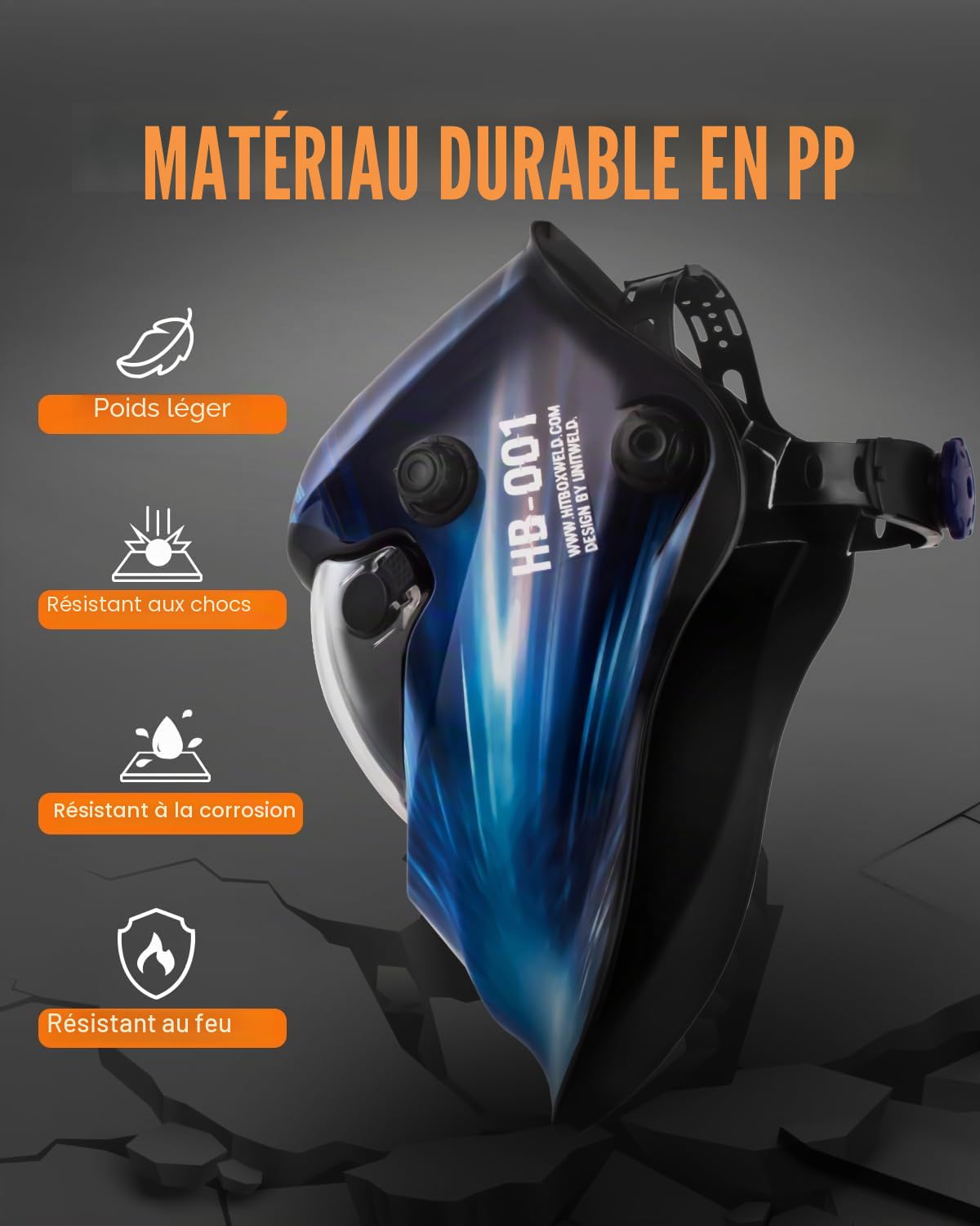 HITBOX Masque de Soudeur Automatique - 3.64 "X1.77 Grande Vue Auto Assombrissement True Color Casque de soudage Solaire avcz 2capteurs d'arc DIN 4/9-13 pour Casque de Soudure TIG/MIG/Arc/Cut