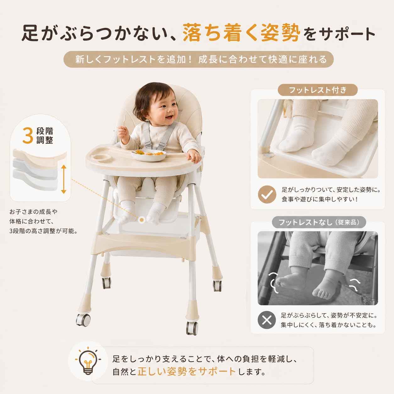 Amazon | ZOOBLY ベビーチェア ハイローチェア 折りたたみ 一台5役