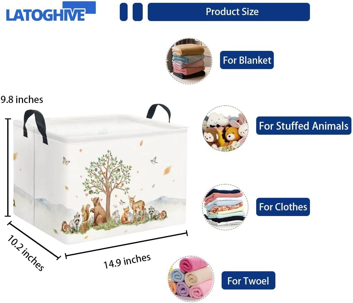 Rectangular Storage Basket Waterproof Storage Bin for Bedroom Collapsible Bin Books Box Basket Room Decor(Animal) image 2