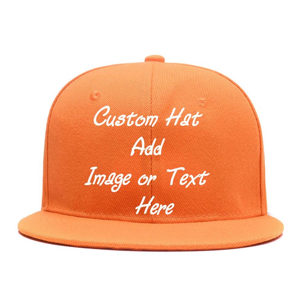 Custom Snapback Cap with Your Image or Text, Flat-Brimmed Hat, Personalized Pop Rock Cap, Popular Adjustable Plain Flat Peak Baseball Cap for Friend Birthday Presents