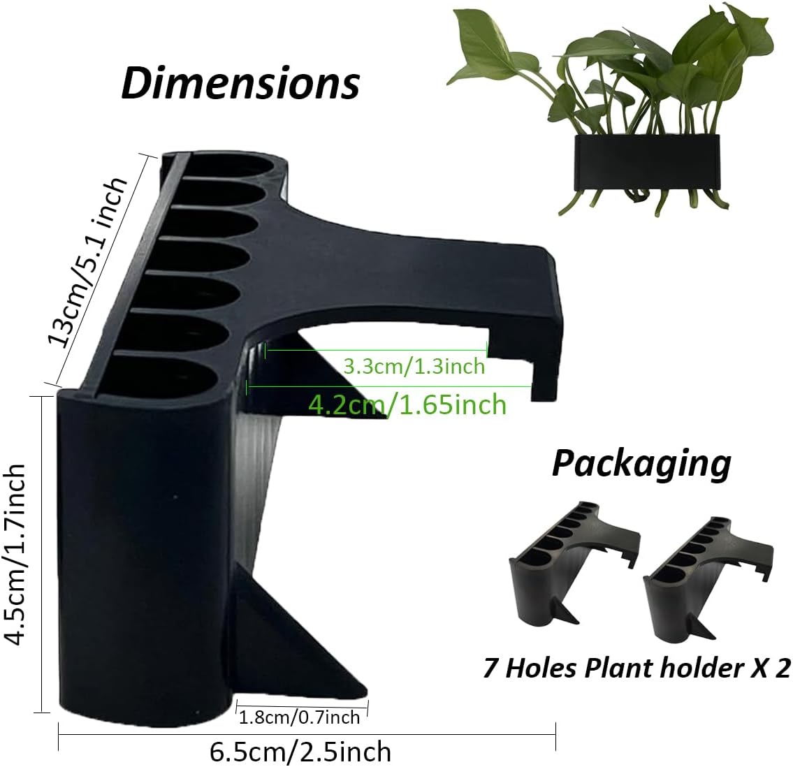 ysnsgmn 2PC 7 Holes Upgraded Aquarium Plant Holder Aquatic Plant Cup for Tank,Fish Tank Plant Holder with Long Hook- Pothos Plant Holder for Aquarium -Perfect for Aquascape Decorations on Top of Tank