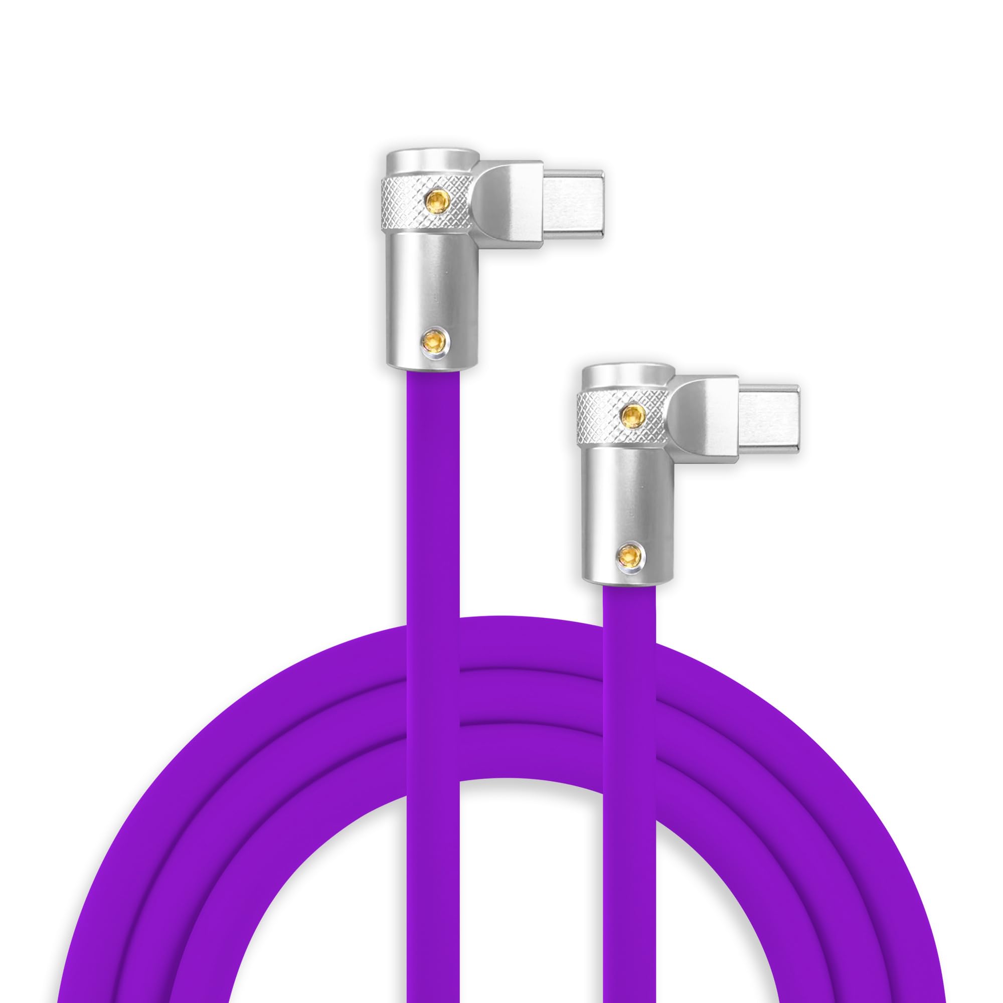 chubbycable FlexElbow Câble de charge rapide à 90 degrés 240 W Câble USB C à angle droit en silicone compatible avec iPhone 17-15 Series iPad, violet, double coude de type C vers type C, 2 m