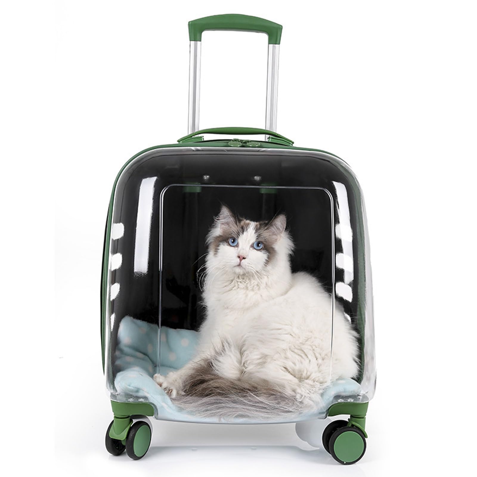 Transportin para Gatos con Ruedas, Maleta Portátil con Asa Telescópica, para Perros Pequeños y Gatos, Transpirable y Ligera para Viajes, Senderismo y Uso al Aire Libre