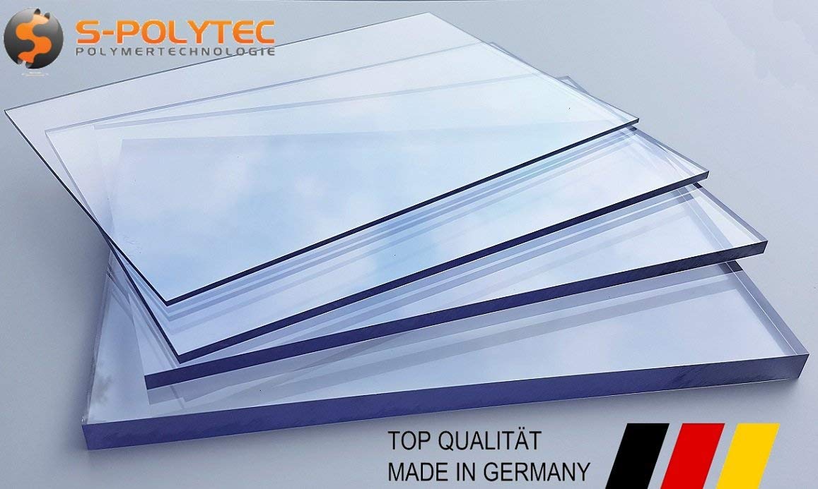S-Polytec Polycarbonat Platte, PC Zuschnitt TRANSPARENT, Stärke 3-8mm, VIELE Verschiedene Formate, beidseitiger UV-Schutz TOP QUALTÄT (100 x 75cm, 5mm UV-Schutz)
