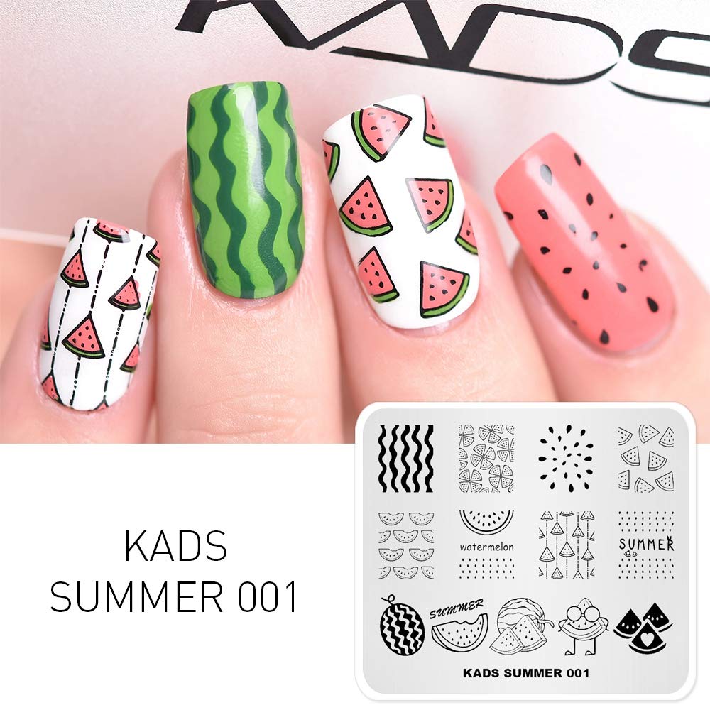 KADSNail Art Stamping Plate Template Warm Color Summer Series Watermelon Stamp Plate Nail DIY Tool (SU001)