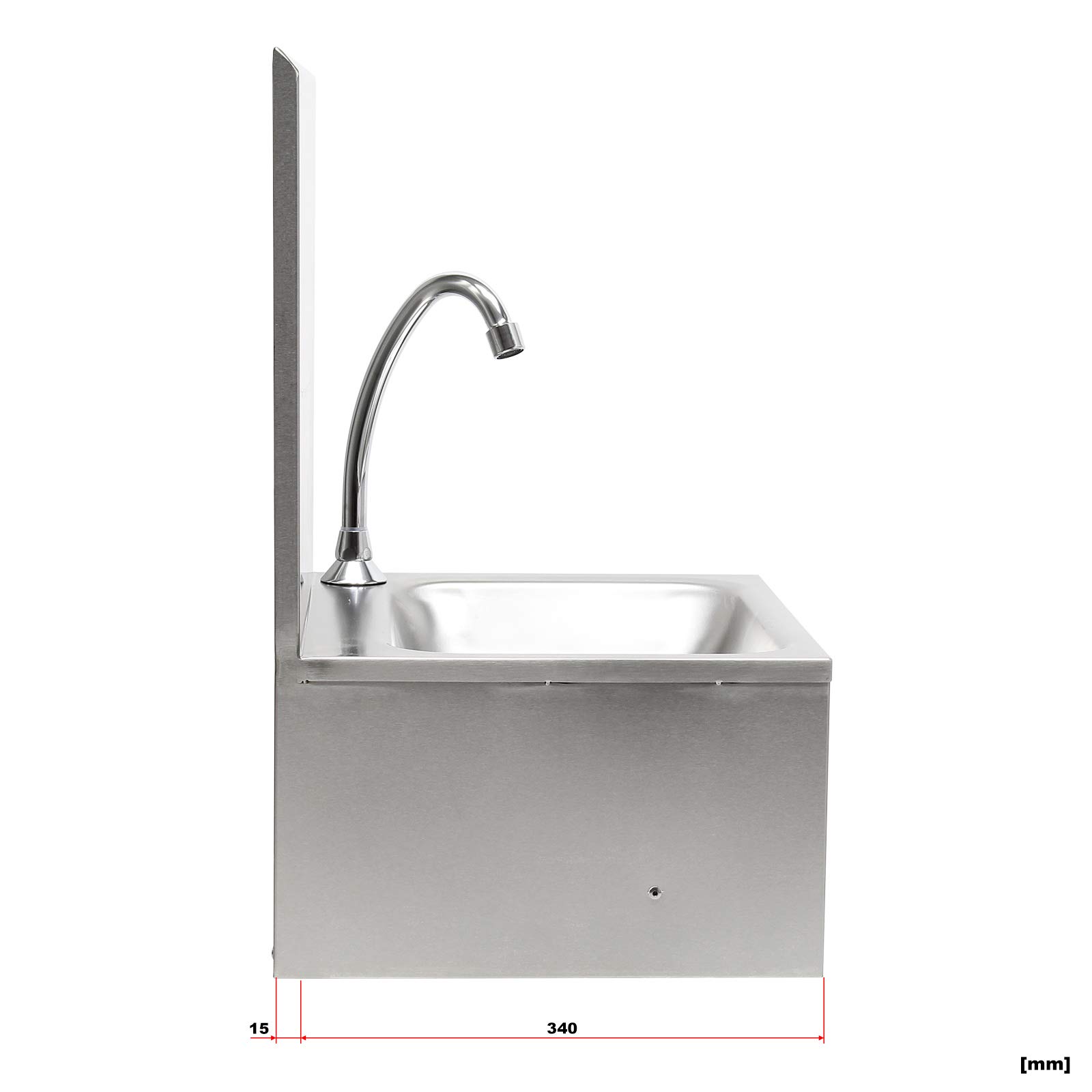 XPOtool Lavamanos acero inoxidable, protección antisalpcaduras, accionamiento rodilla, montaje pared
