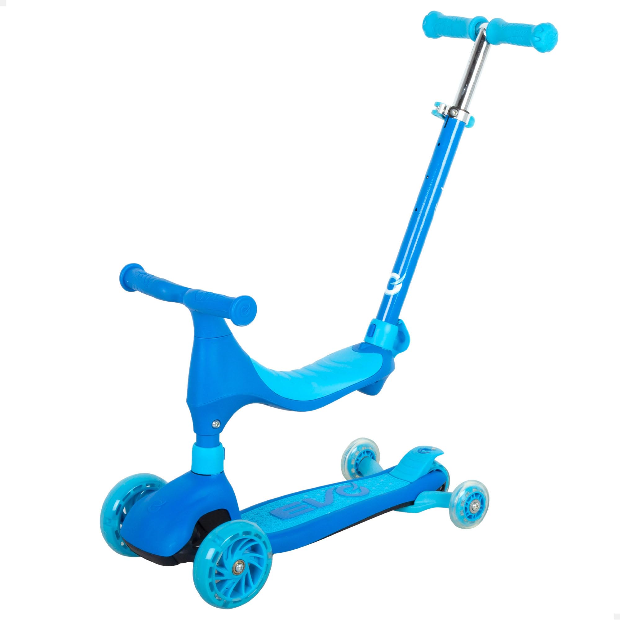 COLORBABY EVO Patinete Infantil 4 en 1, Color Azul, Triciclo bebé, Correpasillos, Manillar Regulable, Freno Trasero, Base Antideslizante, Juguetes niños 1 año, Patinetes Infantiles (54335)