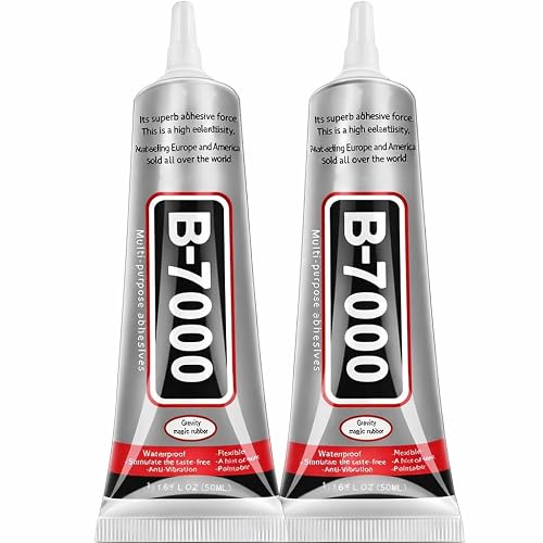 DEXURIES B7000 Multipurpose Adhesive Glue | Jewelry, Beads, Clothes, Shoes, Fabrics,Screen Repair, Metal, Stone, Glass, Mobile Phones,Artificial Crystal Crafts (50ML, 1.68fl oz/Pack of 2)