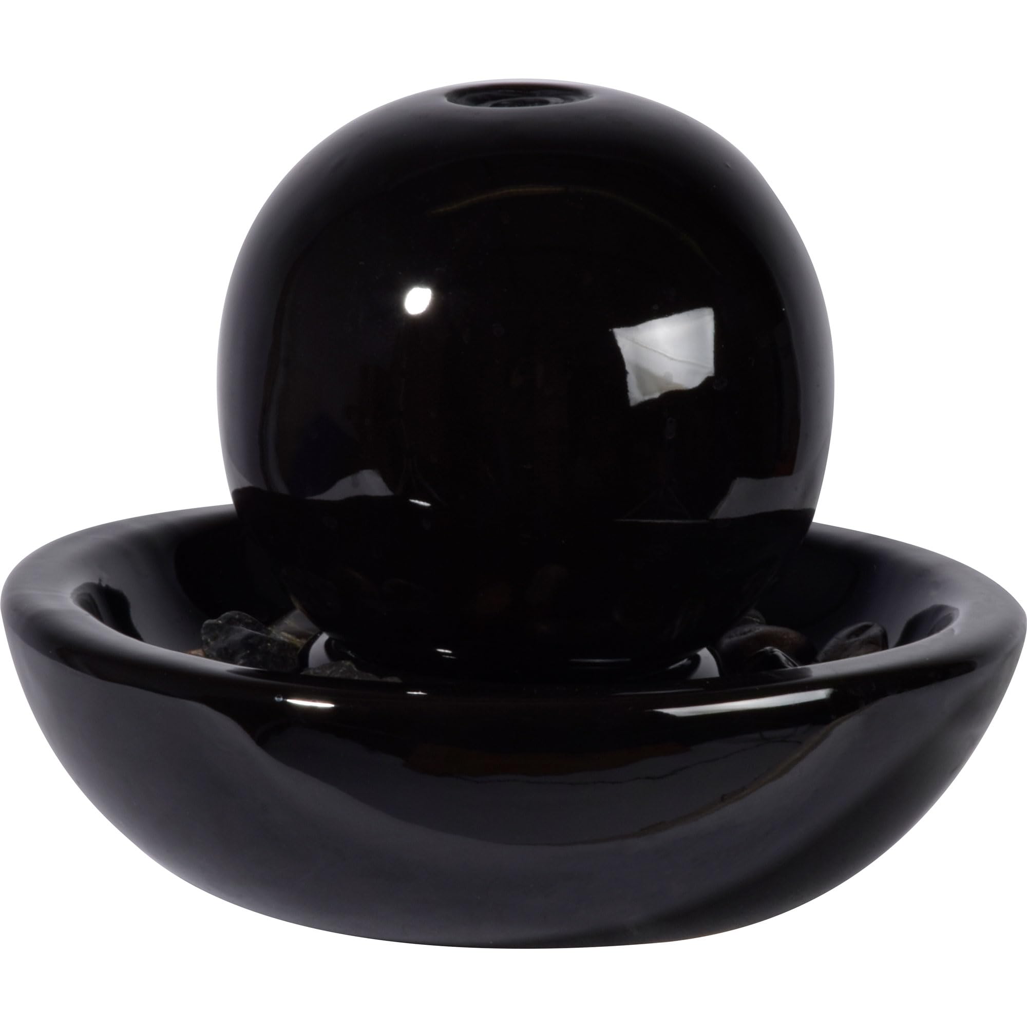 dobar® Fuente de cerámica con Bola para Interior, Incluye Bomba para Interior, Cascada Decorativa, para relajación, 24 x 24 x 18,5 cm, Color Negro