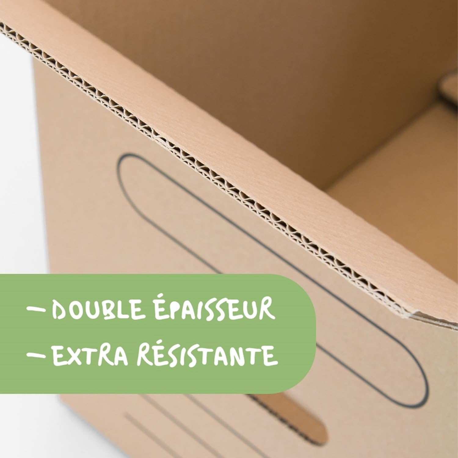 ONLY BOXES Lot de 10 boîtes en carton pour déménagement avec poignées 50 x 30 x 30 cm Canal double