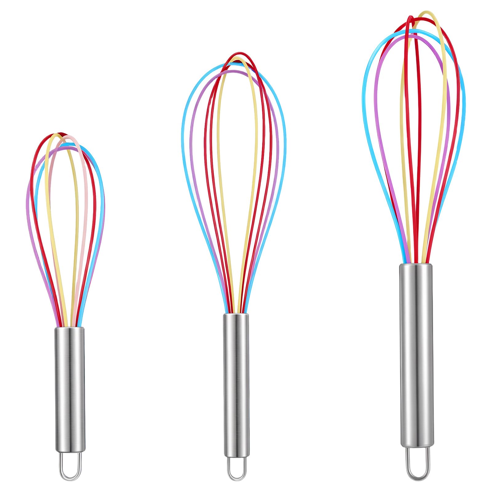 Classicseali 3PCS Silicone Whisk for Non Stick Pans,3 Sizes Silicone Whisks for Cooking, Hand Silicones Whisks for Cooking, Silicones Whisk for Pans, Baking, Mixing, Stirring