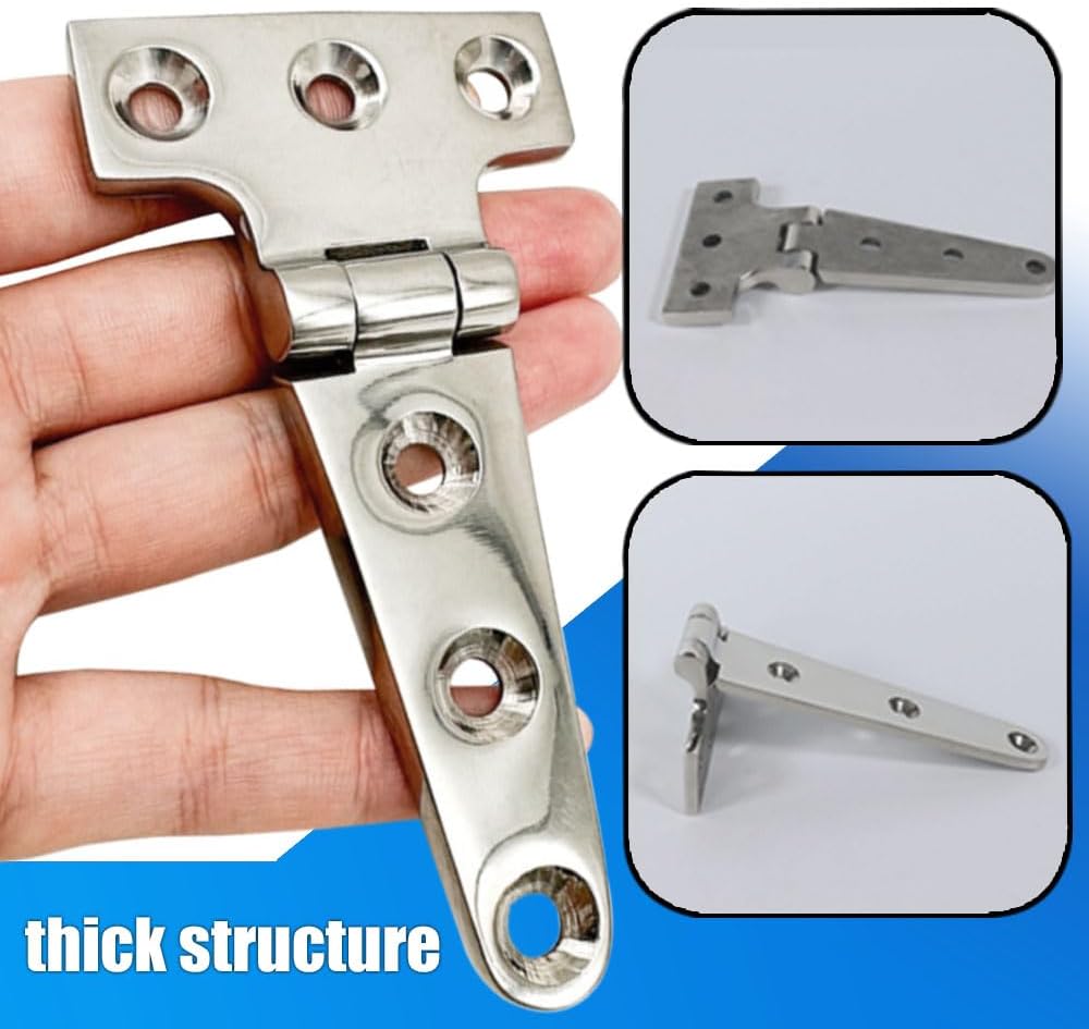 316 Stainless Steel T Hinges, Casting Cabinet Hardware Door Hinge with Screws, Boat Canopy Support Frame Kits, Cabinet Hardware - (2PCS-7-7/8 x 3-6/7 x 1/6 + 16pcs Screws)