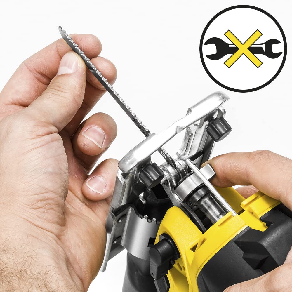 TROTEC Seghetto alternativo PJSS 13 – 230 V – 850 Watt, profondità di taglio legno 80 mm, alluminio 12 mm, metallo 8 mm, luce da lavoro a LED, gradini pendolari 3, angolo di taglio (0°/15°/30°/45°),