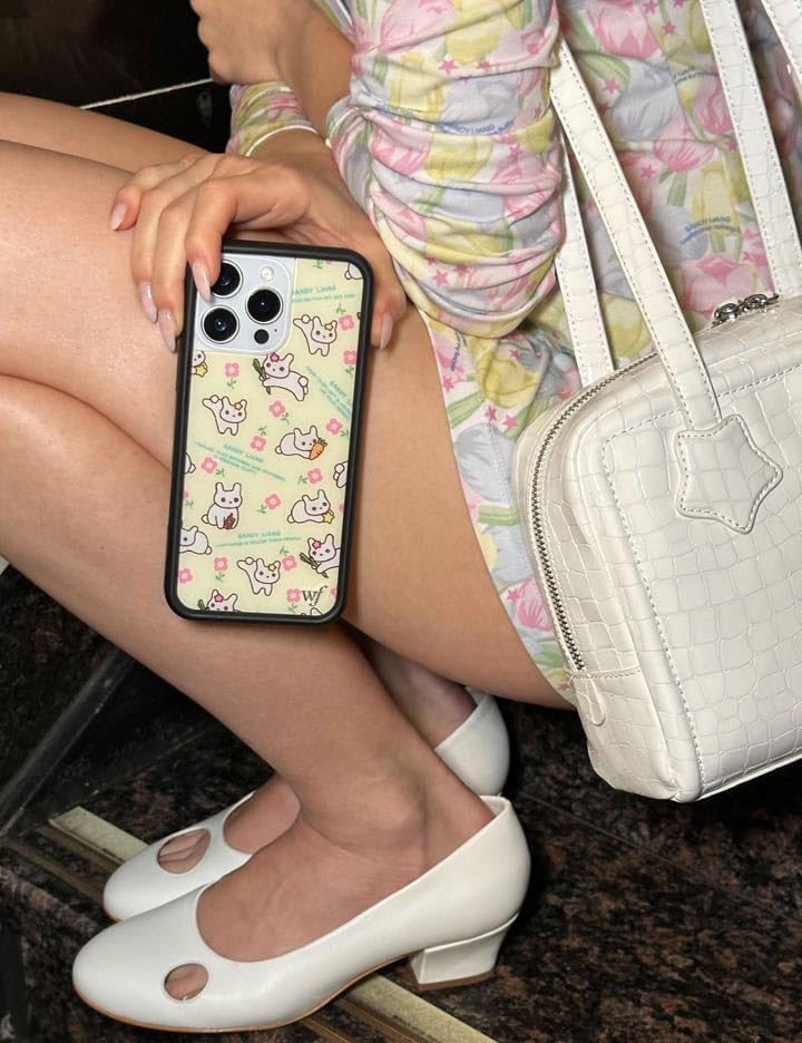 Wildflower Cases - Compatible with iPhone 17 | Protective Black Bumper, 6.5ft Drop Test Certified, Women Owned Small Business | Yellow Pink Cute Trendy | Collab - Sandy Liang Bunny Gift Wrap