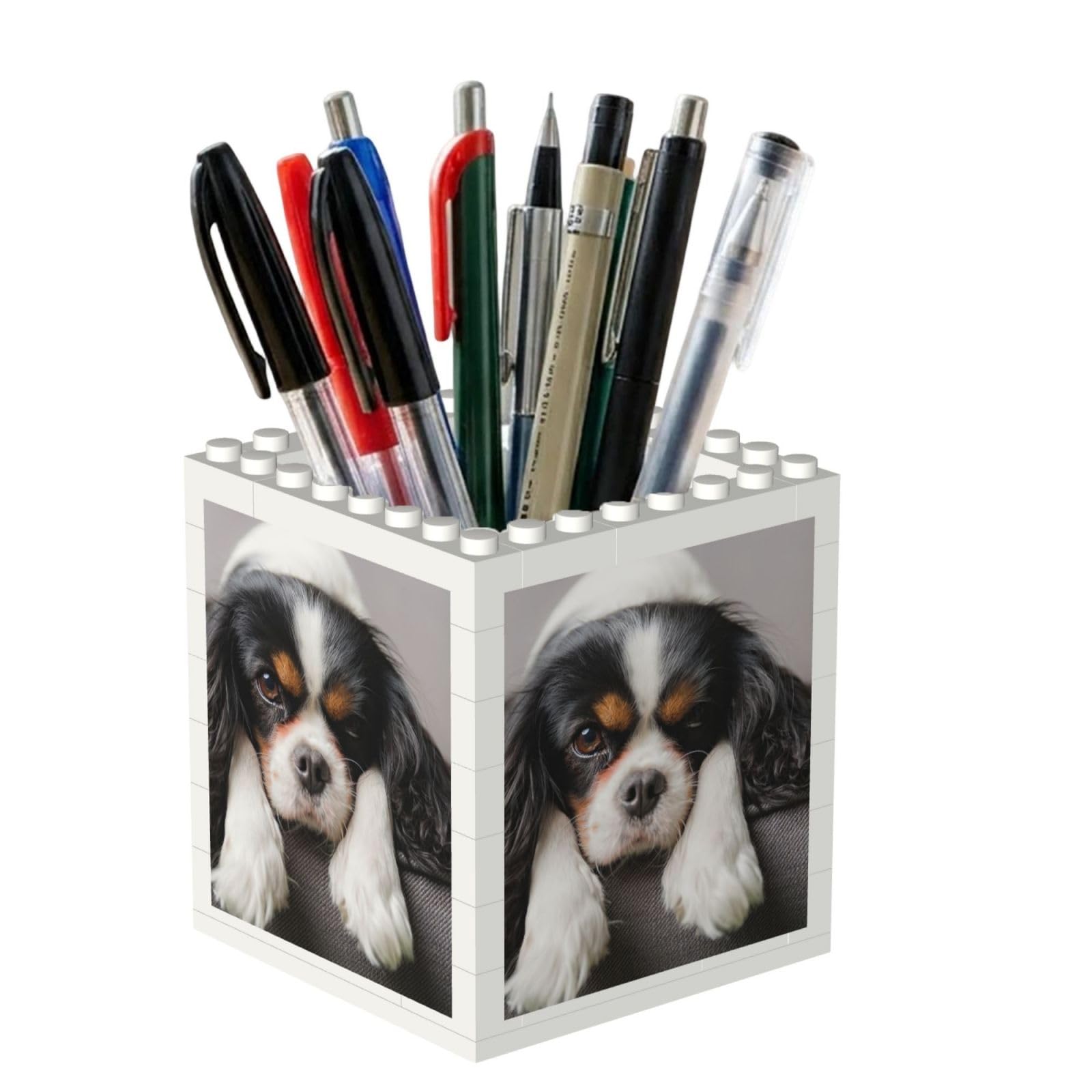 Poadnly Cavalier King Charles Spaniel Dog, Pen Pot Pencil Holder for Office Home School, Compact Desk Organiser for Office Stationery